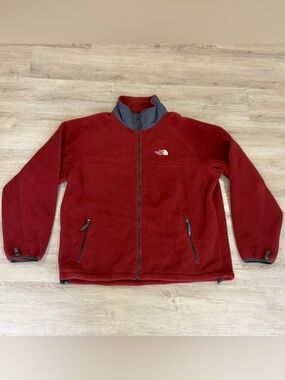 Vintage The North Face Jacket Mens XL Red Grey Full Zip Polartec Fleece Gorpcore